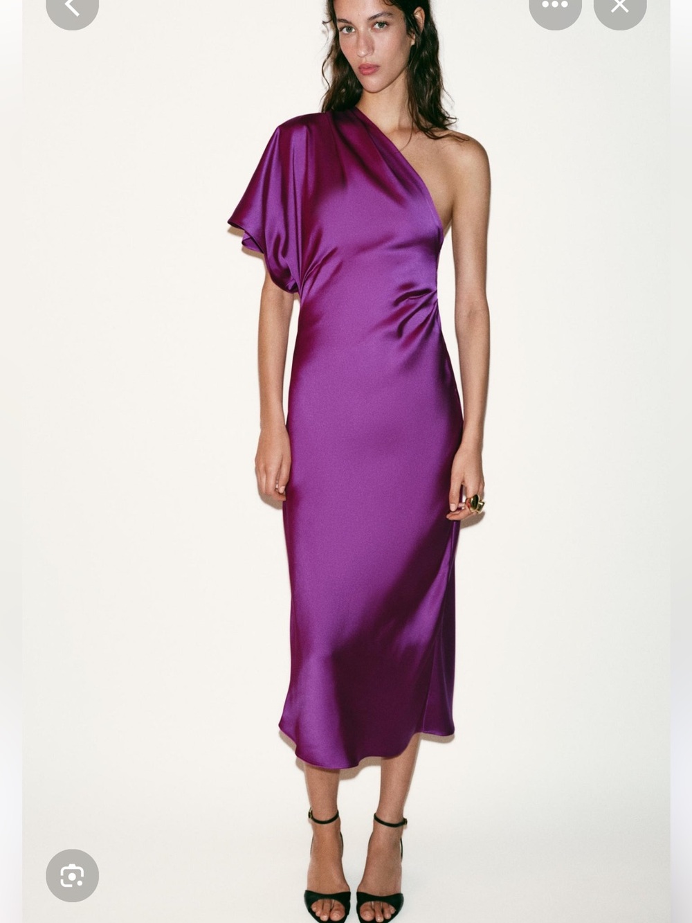Zara Violet Satin One-Shoulder Midi Dress